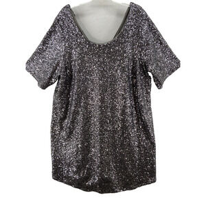 Torrid Dress Sz 4 4X Black Formal‎ Sheath V-Neck Midi Sequins Cocktail Party